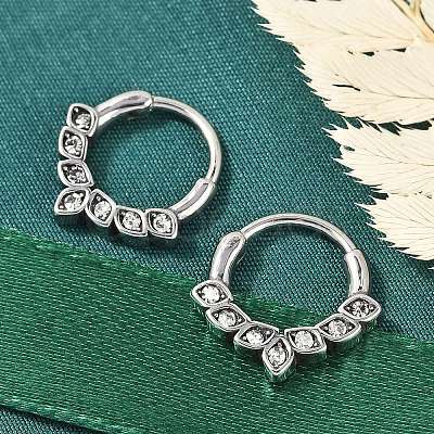 Horse Eye 316 Surgical Stainless Steel Clear Cubic Zirconia Hoop Earrings EJEW-G416-38AS-1