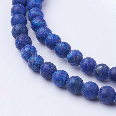 Dyed Natural Lapis Lazuli Round Beads Strands G-G735-06F-6mm-1