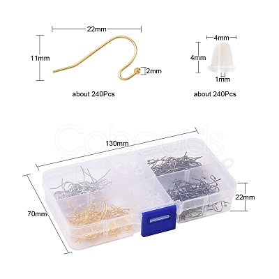 240Pcs 4 Colors Brass Earring Hooks DIY-YW0005-43-1