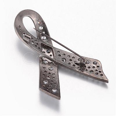 Brass Cubic Zirconia Safety Brooch JEWB-N0002-002-1