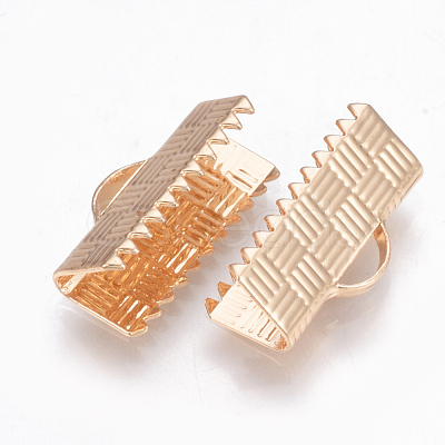 Brass Ribbon Crimp Ends KK-Q747-10E-G-1