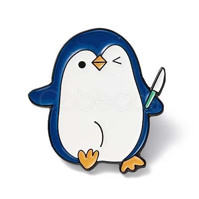 Penguin with Knife Enamel Pin JEWB-K053-31EB-1