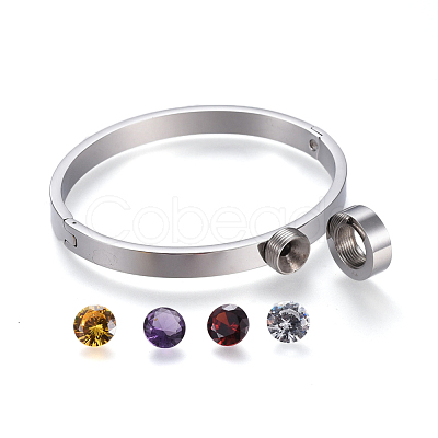 304 Stainless Steel Bangles BJEW-P254-18-1