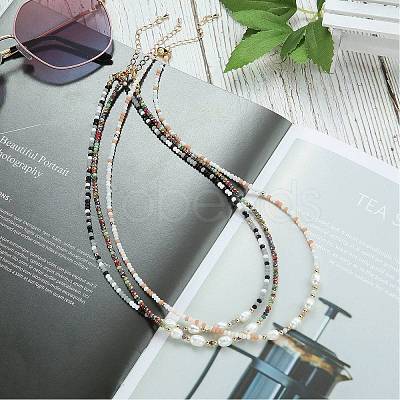 4Pcs 4 Colors Glass Beaded Necklaces Sets NJEW-SZ0001-39-1