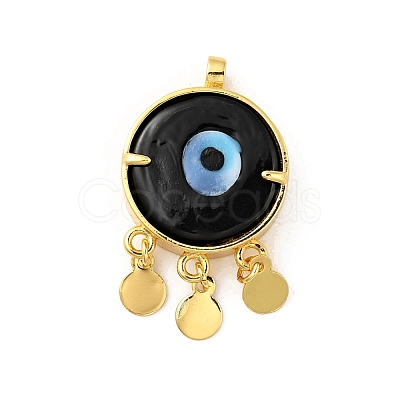 Rack Plating Handmade Evil Eye Lampwork Pendants KK-F838-01C-G-1