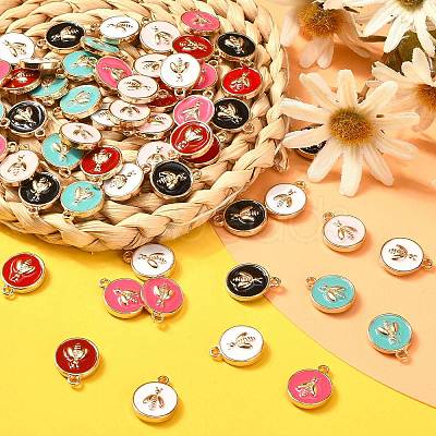 60Pcs 6 Colors Alloy Enamel Pendants ENAM-CJ0002-49-1