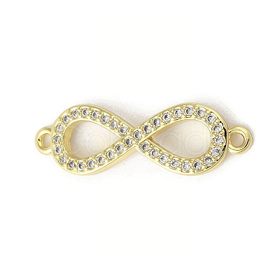 Rack Plating Brass Micro Pave Clear Cubic Zirconia Infinity Connector Charms KK-C052-42B-G-1