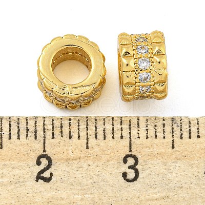 Rack Plating Brass Micro Pave Cubic Zirconia European Style Beads KK-F089-40G-1