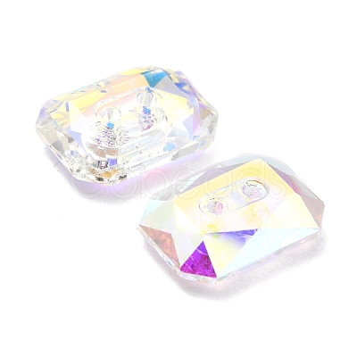 2-Hole Rectangle Glass Rhinestone Buttons BUTT-D001-J-1