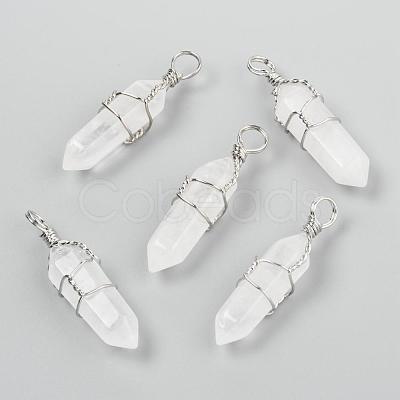 Natural Quartz Crystal Double Terminated Pointed Pendants G-J062-05P-1