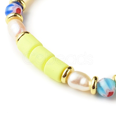 Handmade Polymer Clay Stretch Bracelets Sets BJEW-JB06350-03-1