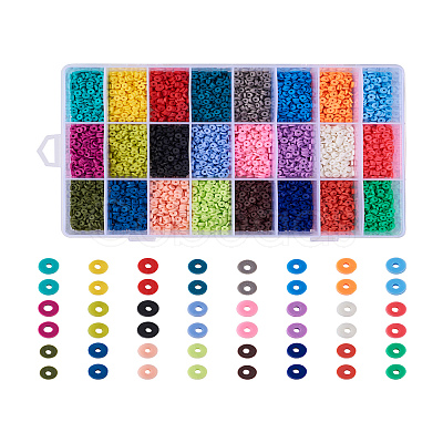 24 Colors Handmade Polymer Clay Beads CLAY-TA0001-05-1