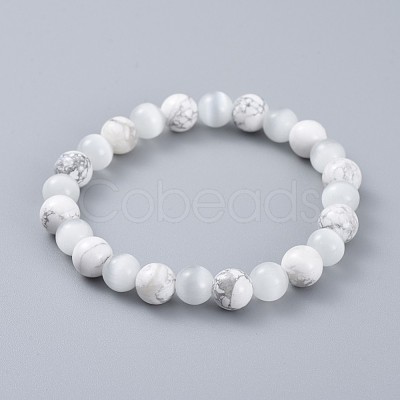 Natural Howlite Stretch Bracelets BJEW-JB04506-01-1