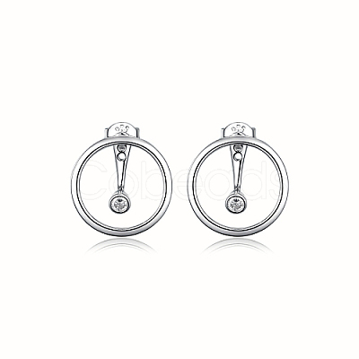 Anti-Tarnish Ring Rhodium Plated 925 Sterling Silver Stud Earrings PB1316-7-1