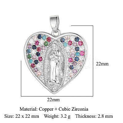 Brass Micro Pave Colorful Cubic Zirconia Pendants ZIRC-OY001-04P-1