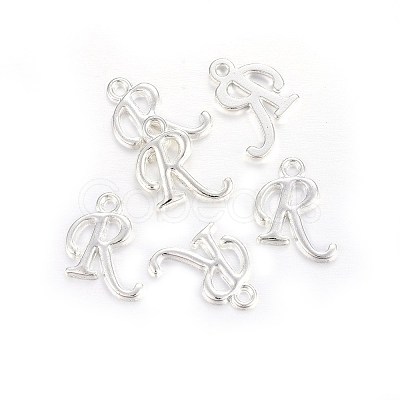 Silver Color Plated Alloy Letter Pendants PALLOY-J718-01S-R-1