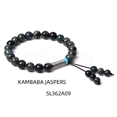 8MM Natural Kambaba Jasper Buddha Prayer Beads Bracelet Men Women WV3915-7-1