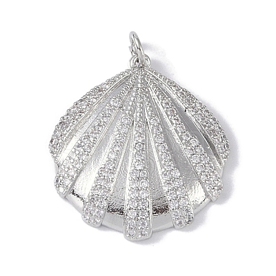 Rack Plating Brass Micro Pave Clear Cubic Zirconia Pendants KK-E110-03P-1