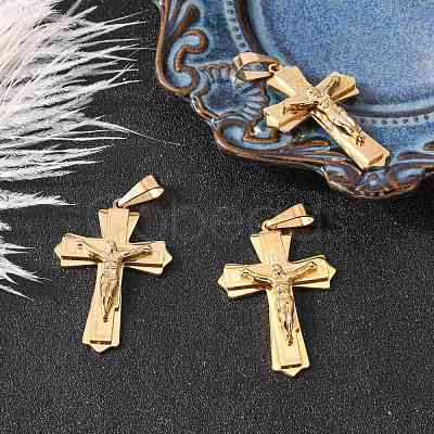 Golden 304 Stainless Steel Crucifix Cross Big Pendants for Easter STAS-V0493-79B-1