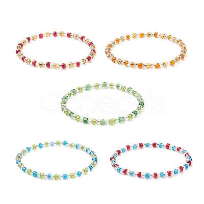 Glass Seed Beads Beaded Bracelets BJEW-JB09070-1