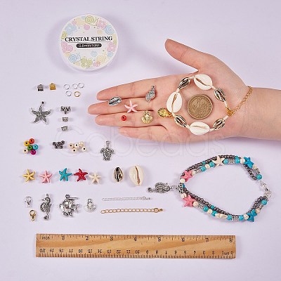 DIY Ocean Theme Anklet Making Kit DIY-SZ0007-23-1