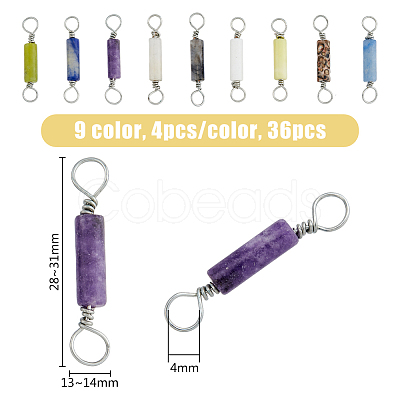 36Pcs 9 Styles Natural Mixed Gemstone Connector Charms PALLOY-AB00132-1