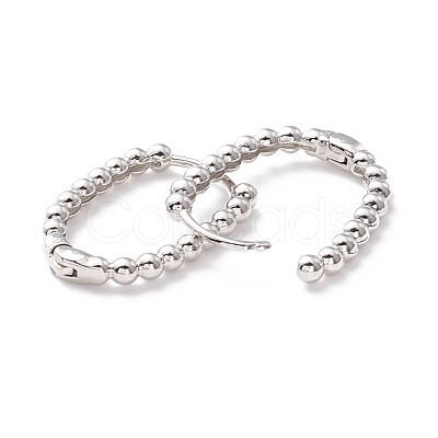 Rack Plating Brass Beaded Oval Huggie Hoop Earrings KK-D069-07P-RS-1