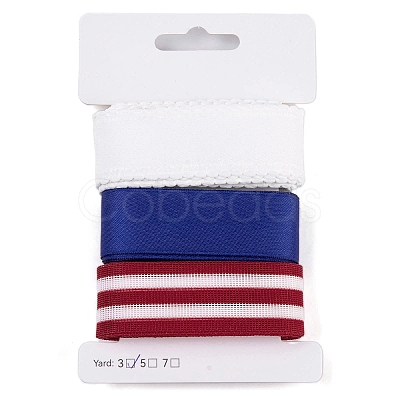 9 Yards 3 Styles Independence Day Polyester & Polycotton Ribbons Sets SRIB-A015-02A-07-1