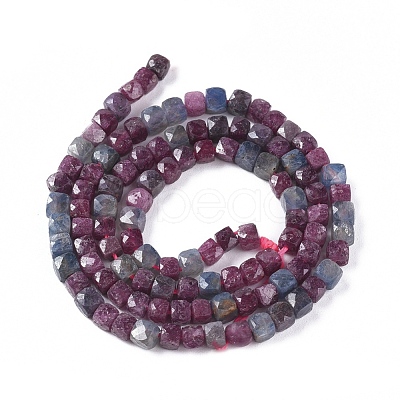 Natural Red Corundum/Ruby and Sapphire Beads Strands G-L537-028-1