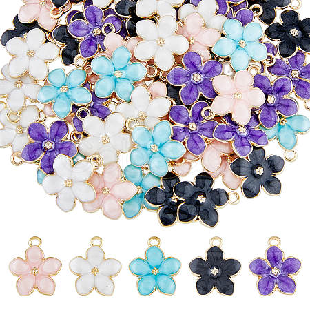 DICOSMETIC 150Pcs 5 Colors Alloy Enamel Pendants ENAM-DC0001-32-1