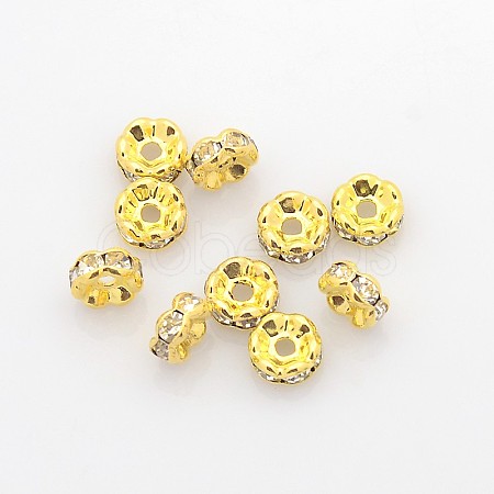 Brass Rhinestone Spacer Beads RB-A014-L6mm-01G-NF-1