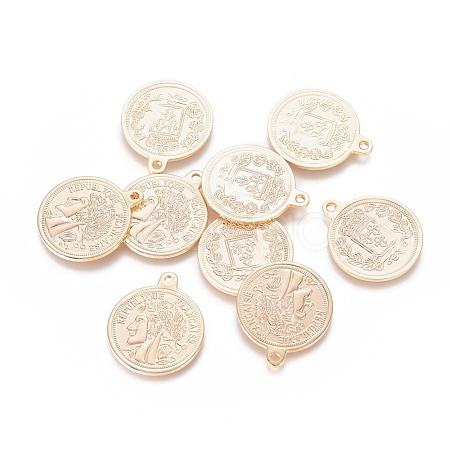 Brass Coin Pendants KK-L180-081G-1