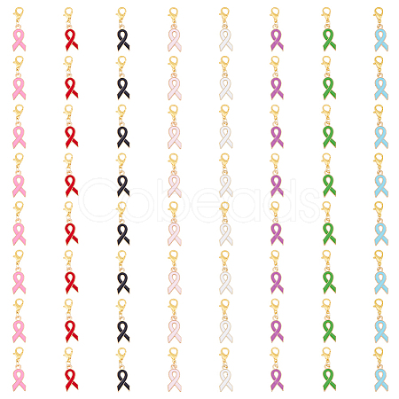 SUPERFINDINGS 8 Sets Awareness Ribbon Alloy Enamel Pendant Decorations HJEW-FH0001-42-1