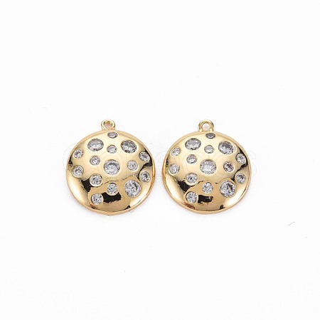 Brass Micro Pave Clear Cubic Zirconia Charms KK-S356-678-1