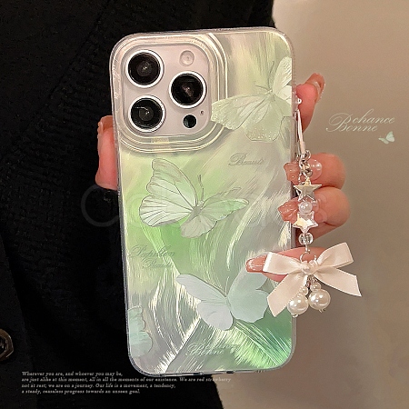 Summer Green Butterfly TPU Plastic Mobile Phone Cover PW-WG901B1-09-1