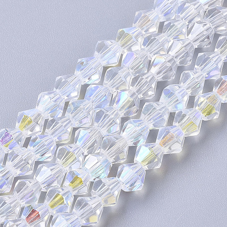 Electroplate Glass Beads Strands X-EGLA-Q118-4mm-C17-1