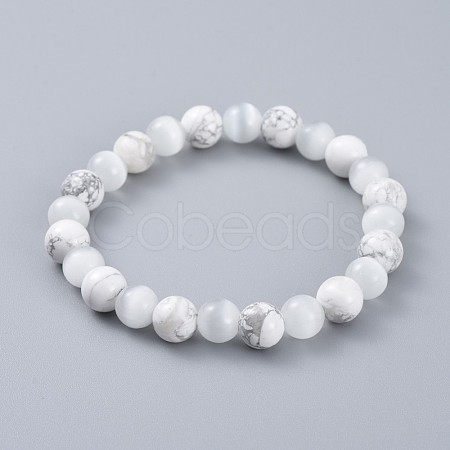 Natural Howlite Stretch Bracelets BJEW-JB04506-01-1