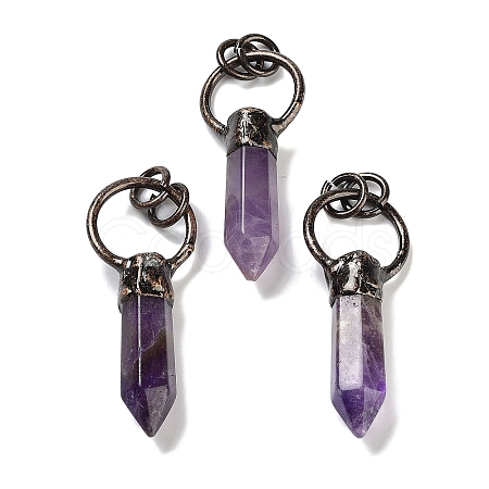 Natural Amethyst Faceted Pointed Bullet Pendants G-A221-03B-1