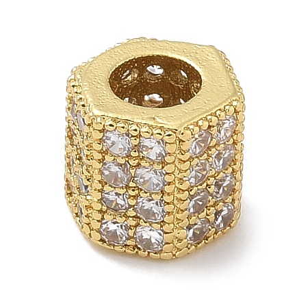 Rack Plating Brass Micro Pave Cubic Zirconia Beads KK-L224-035G-1