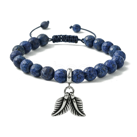 Adjustable Natural Lapis Lazuli Braided Bead Bracelets BJEW-JB09888-02-1