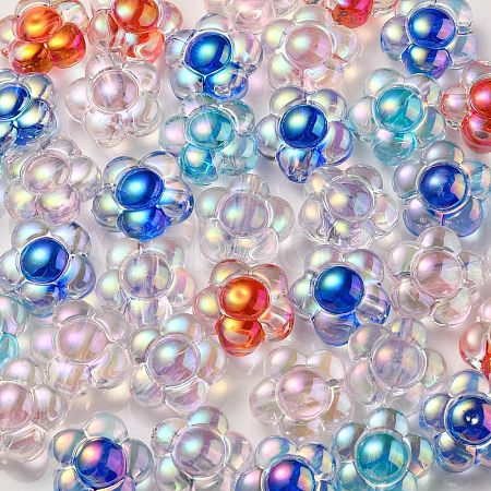 UV Plating Rainbow Iridescent Transparent Acrylic Beads OACR-C007-11-1