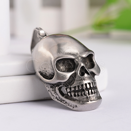 Retro 316 Surgical Stainless Steel Skull pendants STAS-E096-57AS-1