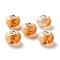 Two Tone Resin European Beads, Rondelle Large Hole Beads, with Platinum Tone Alloy Double Cores, Coral, 14x9mm, Hole: 5mm