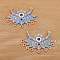 Alloy Enamel Chandelier Component Links, Flower, Light Sky Blue, 45x30mm, 30pcs/set