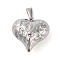 Non-Tarnish 304 Stainless Steel Pendants, Heart Charm, Stainless Steel Color, 30x29x14mm, Hole: 10x4mm