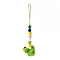 Easter Theme Plastic Rooster Pendant Decorations, with Hemp Rope & Wooden Beads, Yellow Green, 240mm