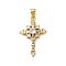 Brass Micro Pave Cubic Zirconia Pendants, Cross, Real 18K Gold Plated, 27x17x4.5mm, Hole: 4.5x3.5mm