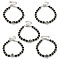 304 Stainless Steel & Glass Round Beaded Bracelets for Women, Black, Mixed Shapes, 6-7/8 inch(17.4cm)