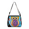 Owl Printed Polyester Shoulder Bags, for Women Bags, Rectangle, Light Sky Blue, 28.5x24x7.5cm