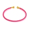 Braided Carbon Steel Wire Bracelet Making, with Golden Plated Brass End Caps, Deep Pink, 0.25cm, Inner Diameter: 2-3/8 inch(6.1cm)